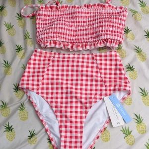 CupShe bright red gingham swimsuit